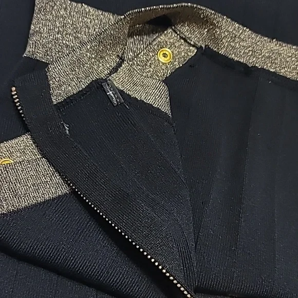 Knitted Midi Dress With Buttons And Lurex Trims - Picture 7 of 8